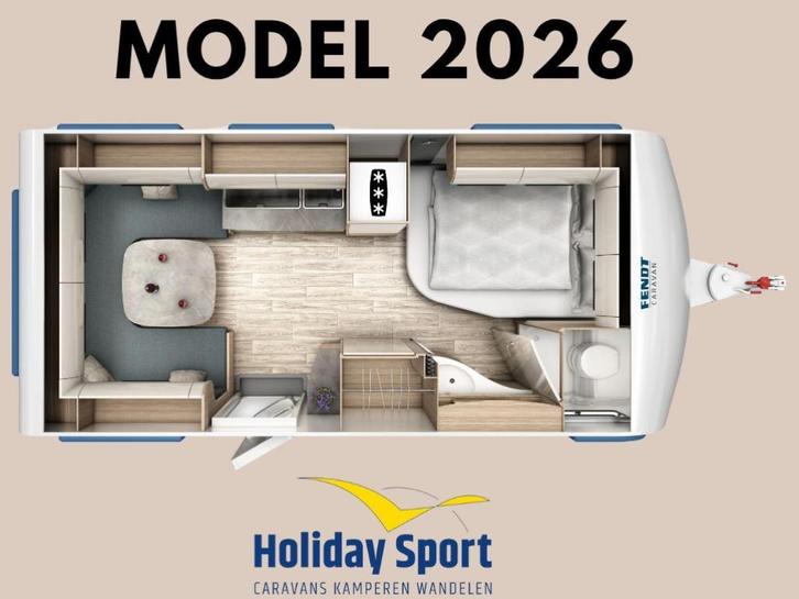Fendt Tendenza 465 SFB modeljaar 2026, Caravans en Kamperen, Caravans, Bedrijf, tot en met 4, 1000 - 1250 kg, Rondzit, Fendt, Frans bed