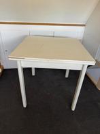 Wit uitschuifbaar vierkant tafeltje, Ophalen, Gebruikt, 100 tot 150 cm, Vierkant