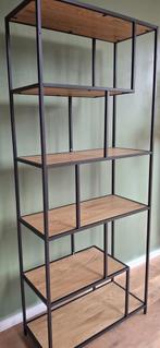 Nieuwstaat Vakkenkast - Zwart Metaal & Hout, Ophalen, Met plank(en), Nieuw, 50 tot 100 cm