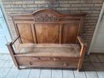 Bank (halbank, klepbank, monniksbank) vintage, Huis en Inrichting, Banken | Bankstellen, Ophalen, Gebruikt, Hout