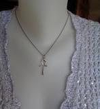 zilveren ketting met Ankh kruis [031], Met hanger, Verzenden, Zo goed als nieuw, Zilver