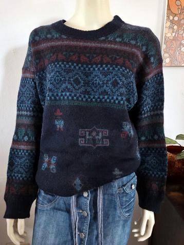 Vintage 80's/90's wollen trui met print  beschikbaar voor biedingen