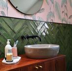 Zee blauwe en olijf groene handvormtegels-badkamertegels, Doe-het-zelf en Verbouw, Metselstenen, Verzenden, Nieuw, Bakstenen