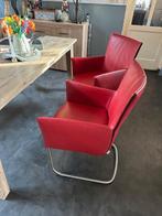 4 of 6 Stoelen Leer Rood, Huis en Inrichting, Stoelen, Ophalen, Gebruikt, Vijf, Zes of meer stoelen, Leer