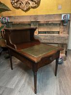 Prachtige antieke engelse tafel bijzettafel leer antiek, Ophalen