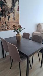 Eettafel uitschuifbaar donkerbruin hout, Huis en Inrichting, Tafels | Eettafels, Ophalen, 100 tot 150 cm, 50 tot 100 cm, Zo goed als nieuw