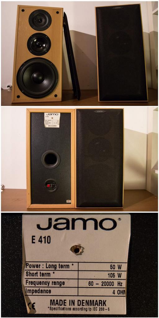 Jamo E410 luidsprekers, Audio, Tv en Foto, Luidsprekers, Zo goed als nieuw, Front, Rear of Stereo speakers, 60 tot 120 watt, Jamo