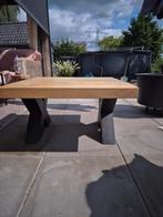 Salontafel Eikenhout met Zwarte X-Poot, Huis en Inrichting, Ophalen, Gebruikt, 50 tot 100 cm, Vierkant