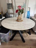 Marmeren ronde eettafel te koop blad 110cm, Ophalen, Overige materialen, Marmer, Rond