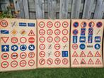 5 oude schoolplaten verkeersborden, Antiek en Kunst, Ophalen