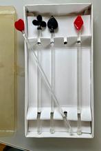 4x glazen roerstaafjes met gekleurd glas aan bovenzijde, Ophalen of Verzenden, Zo goed als nieuw, Overige materialen