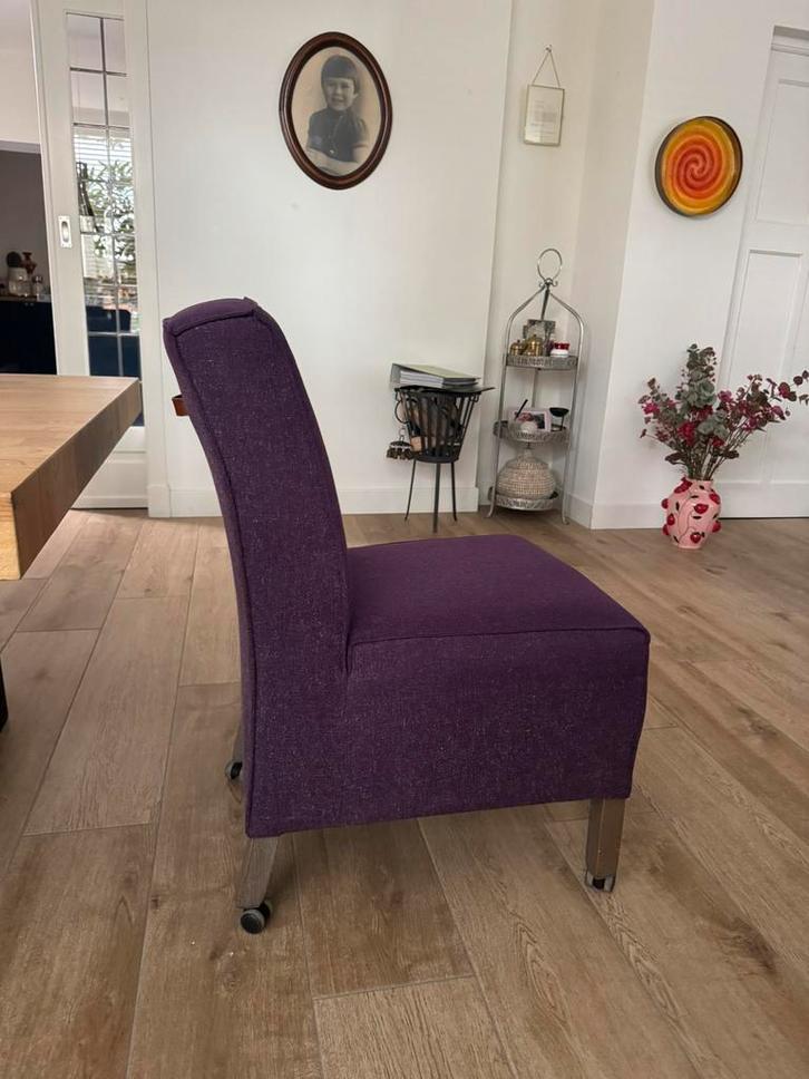 6 stuks design eetkamerstoelen, Huis en Inrichting, Stoelen, Zo goed als nieuw, Vijf, Zes of meer stoelen, Hout, Stof, Overige kleuren
