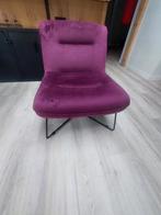 Lounge stoel, paars velvet, Huis en Inrichting, Stoelen, Ophalen, Overige kleuren, Zo goed als nieuw, Metaal