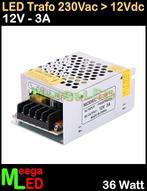 LED Trafo Voeding Adapter Driver - 230V > 12V - 3A = 36W - O, Ophalen of Verzenden, Nieuw, LEDtrafo