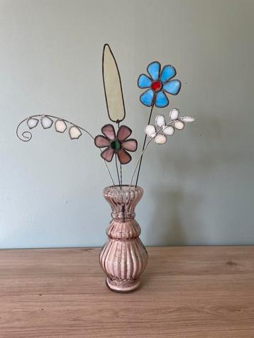 Handgemaakte Tiffany glasbloemen uniek cadeau woondecoratie beschikbaar voor biedingen