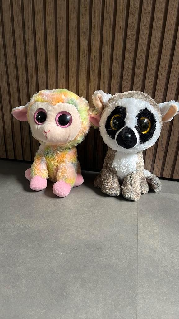 2x TY Knuffels – Stokstaartje & Kleurrijk Schaap, Kinderen en Baby's, Speelgoed | Knuffels en Pluche, Zo goed als nieuw, Overige typen