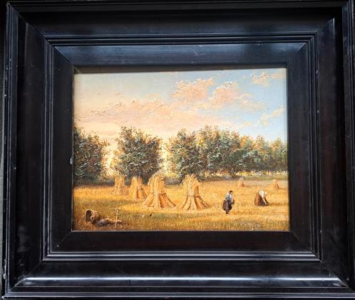 Landschap met korenschoven, Adolphe Poot (1924-2016), Antiek en Kunst, Kunst | Schilderijen | Klassiek, Ophalen of Verzenden