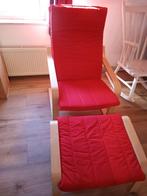 Fauteuil met voetenbank Poang van Ikea, Ophalen, Gebruikt, 75 tot 100 cm, 50 tot 75 cm
