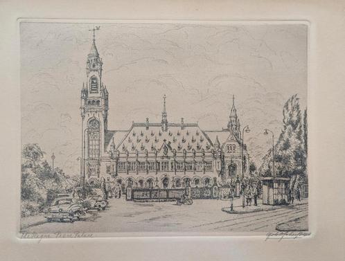 Ets Joh. Scherft 1881-1969 Vredespaleis Den Haag, Antiek en Kunst, Kunst | Etsen en Gravures, Ophalen of Verzenden