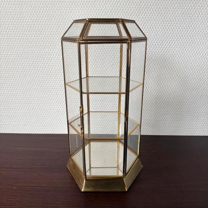 Miniatuur Vintage Messing Vitrine Kastje, Display Kastje, Huis en Inrichting, Kasten | Vitrinekasten, Zo goed als nieuw, Minder dan 100 cm