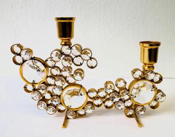 Vintage Palwa kandelaar Hollywood Regency kristal messing beschikbaar voor biedingen