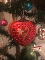 Ajeko rood hart met handbeschilderde bloem kerstbal, Ophalen of Verzenden, Zo goed als nieuw