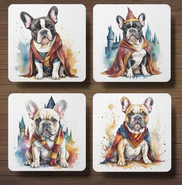 Franse Bulldog Harry Potter onderzetters met houder beschikbaar voor biedingen