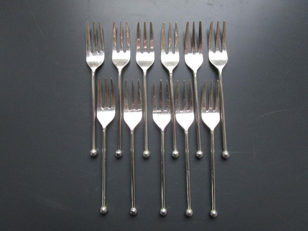 11 x AH Gebaksvorkje Glad met Stijlappel Verzilverd 90, Ophalen of Verzenden