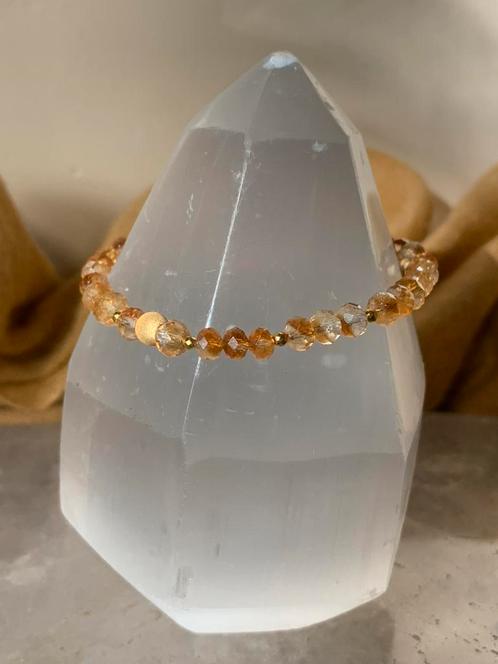 Citrien facet welvaart intuïtie uniek power magie uniek, Sieraden, Tassen en Uiterlijk, Armbanden, Nieuw, Zilver, Geel, Met bedels of kralen