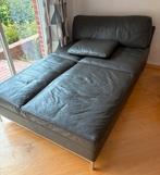 Vintage jaren 80 daybed grijs leder rvs onderstel 120x190, Zo goed als nieuw, Twijfelaar, 120 cm, Grijs