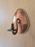 Antieke Art Deco  wand kandelaar rood / geel koper / €15, Antiek en Kunst, Antiek | Kandelaars, Ophalen of Verzenden, Koper of Brons