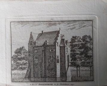 229 / Het Huis Appelenburg in Nederbetuwe Gravure 18e eeuw beschikbaar voor biedingen
