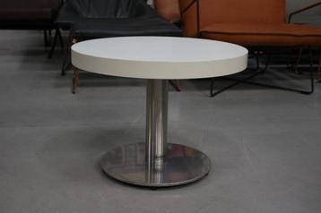 Leuke moderne ronde salontafel metaal rvs kunststof wit Ø59 beschikbaar voor biedingen