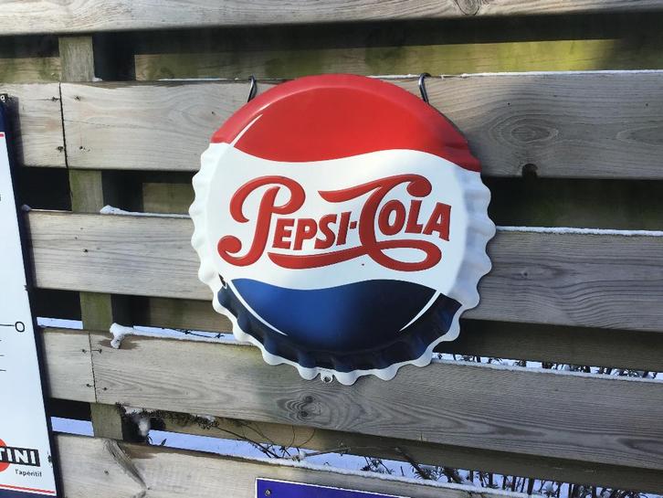 Pepsi Cola emaillebord, Verzamelen, Merken en Reclamevoorwerpen, Gebruikt, Reclamebord, Ophalen