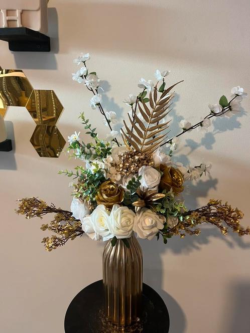 Kunst boeket incl vaas, Huis en Inrichting, Woonaccessoires | Kunstplanten en Kunstbloemen, Nieuw, Ophalen of Verzenden
