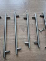 12 Kastdeur Handvatten + 2 Ladegrepen - Geborsteld Staal, Ophalen