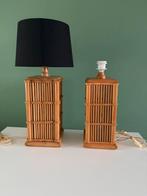 Mid-Century  bamboe tafellamp Leola/style, Italië, jaren 70., Ophalen of Verzenden, Zo goed als nieuw, Minder dan 50 cm