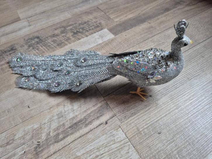 Kerstclip Vogel - Glitterende Decoratie, Tuin en Terras, Tuinbeelden, Zo goed als nieuw, Dierenbeeld, Overige materialen, Ophalen of Verzenden