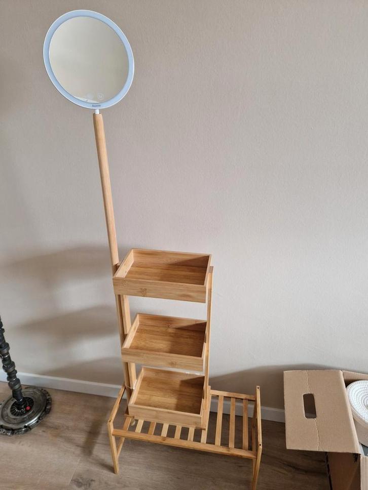 Bamboe Spiegelkast met Opbergruimte, Huis en Inrichting, Badkamer | Badkamermeubels, Spiegelkast, 100 tot 150 cm, 50 tot 100 cm