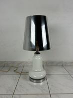 Vintage space age tafellamp porselein chroom, 50 tot 75 cm, Glas, Ophalen of Verzenden, Zo goed als nieuw