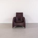 4x Montis Loge Fauteuil + Voetenbank Aubergine Leder, Gebruikt, 100 tot 125 cm, Ophalen of Verzenden, Metaal