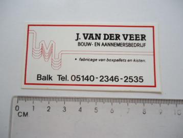sticker oud J vd VEER bouw kisten retro Balk friesland retro beschikbaar voor biedingen