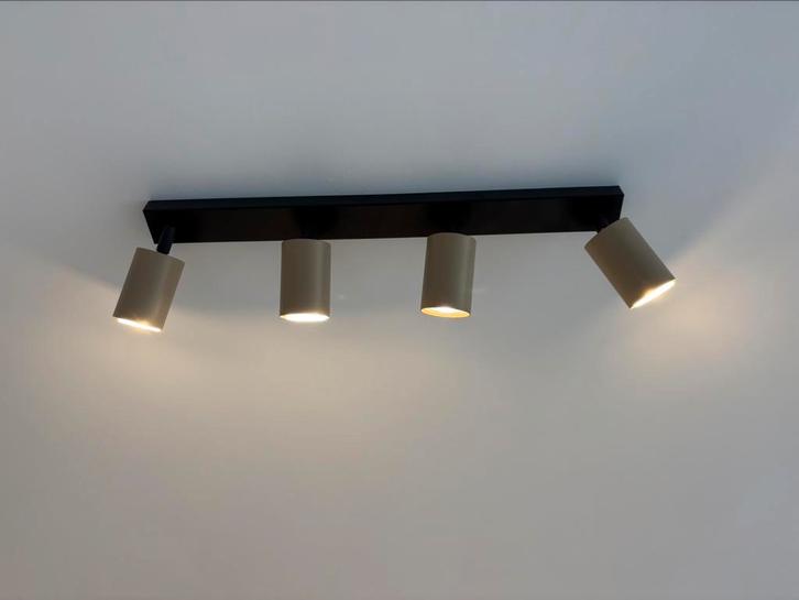 Ceiling gold & black light fixture / hanglampen (4 x GU10), Huis en Inrichting, Lampen | Spots, Zo goed als nieuw, Metaal of Aluminium