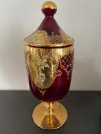 Glazen vaas op voet met deksel, Antiek en Kunst, Antiek | Glas en Kristal, Ophalen