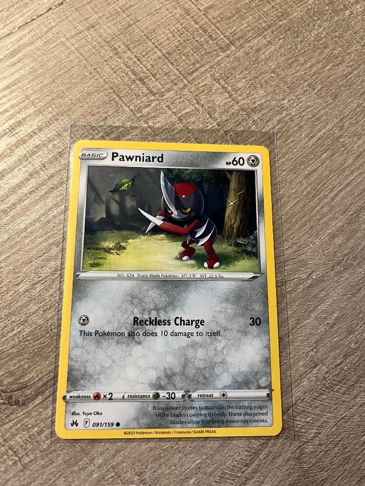 Pawniard 091/159 Crown Zenith - Pokémon Kaart, Hobby en Vrije tijd, Verzamelkaartspellen | Pokémon, Nieuw, Losse kaart, Ophalen of Verzenden