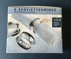 Zes servetringen, hoogglans verchroomd, nieuw, Ophalen of Verzenden, Nieuw, Rvs of Chroom, Los bestek