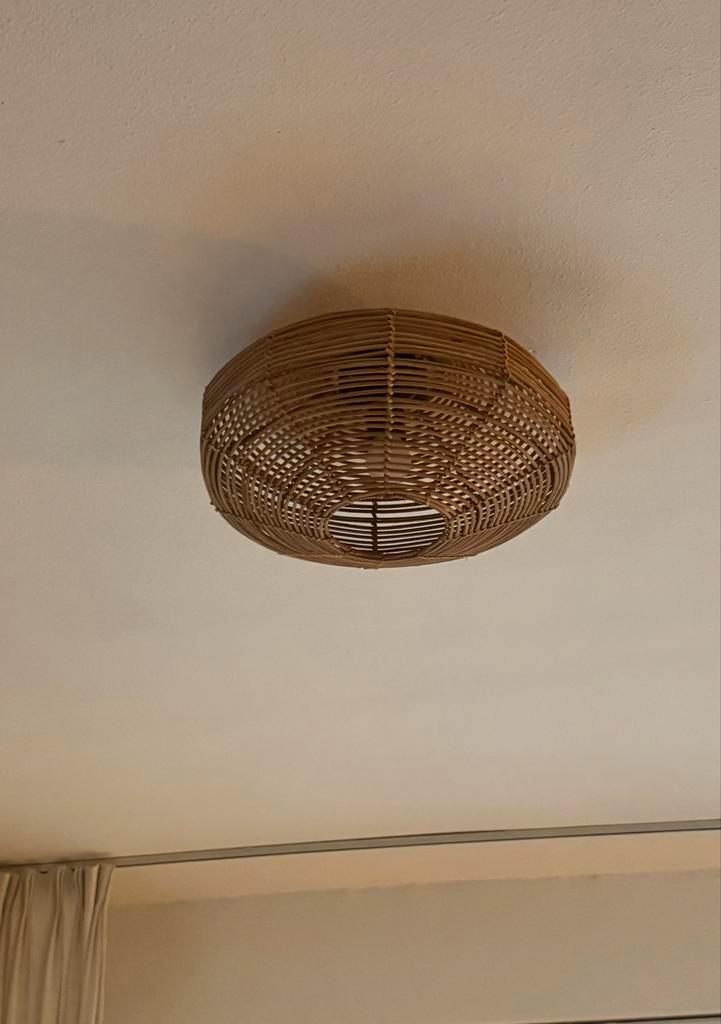 Rotan Plafonnière Jimmy - Karwei 40 cm, Huis en Inrichting, Lampen | Plafondlampen, Zo goed als nieuw, Hout, Ophalen of Verzenden