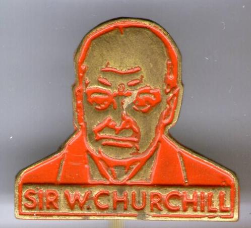 Sir W. Churchill oranje op koper speldje ( R_084 ), Verzamelen, Speldjes, Pins en Buttons, Nieuw, Speldje of Pin, Figuurtje, Verzenden