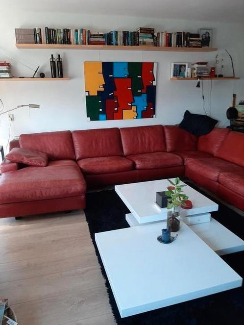 Hoekbank lederland, Huis en Inrichting, Banken | Sofa's en Chaises Longues, Gebruikt, Vierpersoons of meer, Leer, Ophalen