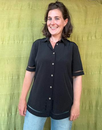 Vintage zwarte blouse / shirt / top - 40 / L / large beschikbaar voor biedingen